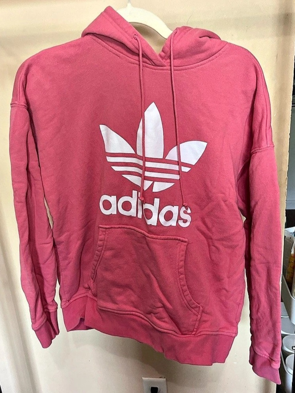 adidas Originals Trefoil Logo Pullover Hoodie Pink Medium